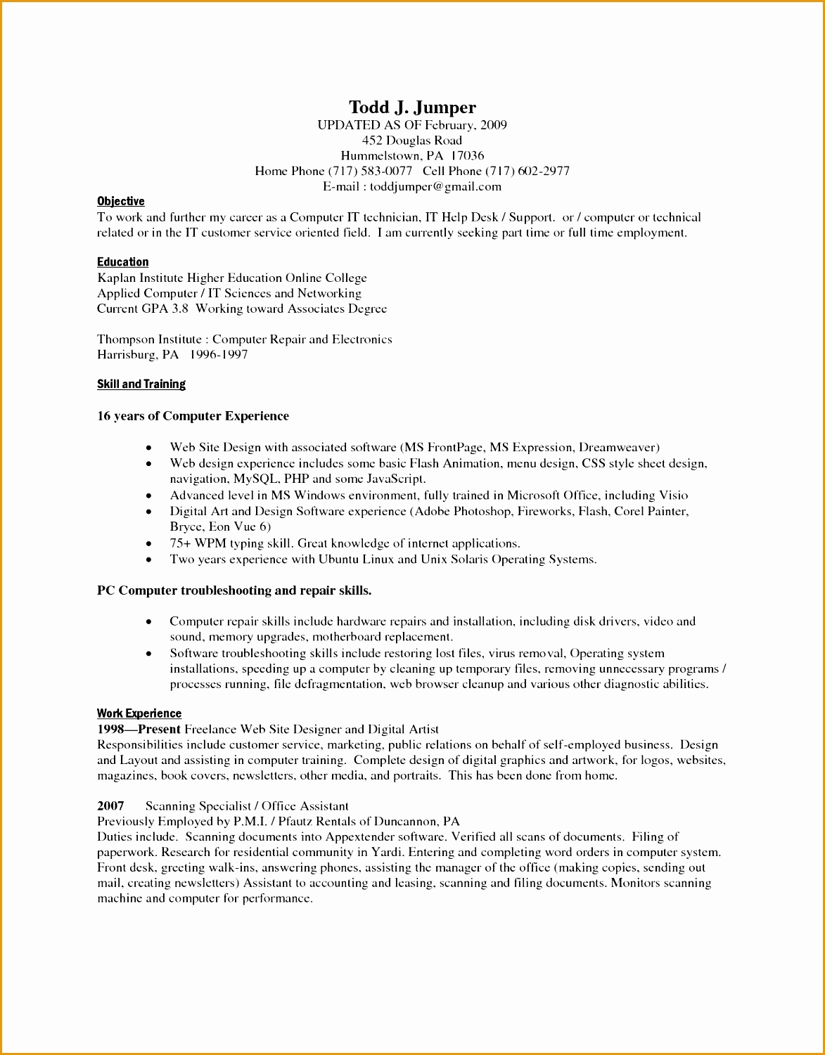 puter Skills Sample Resume o 0a6cd b8a7d08de198e7b218a