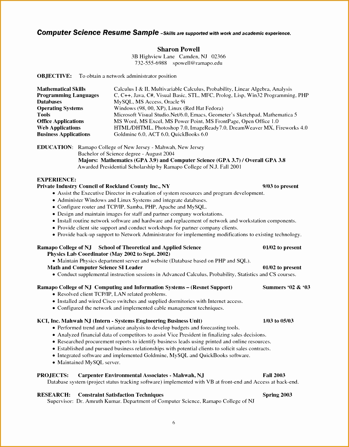 puter Science Resume Skills puter skills resume accounting