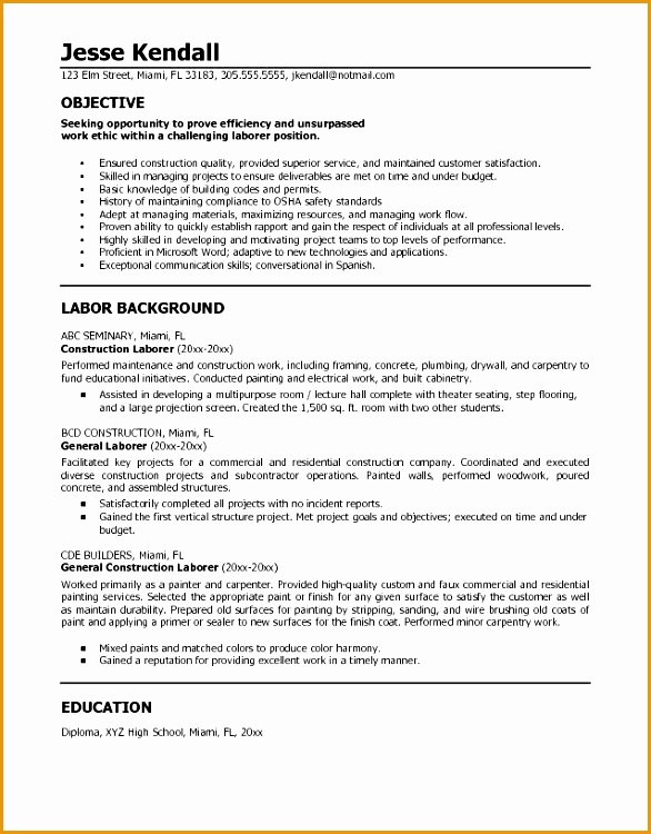 professional resumes professional construction worker or laborer resume sample