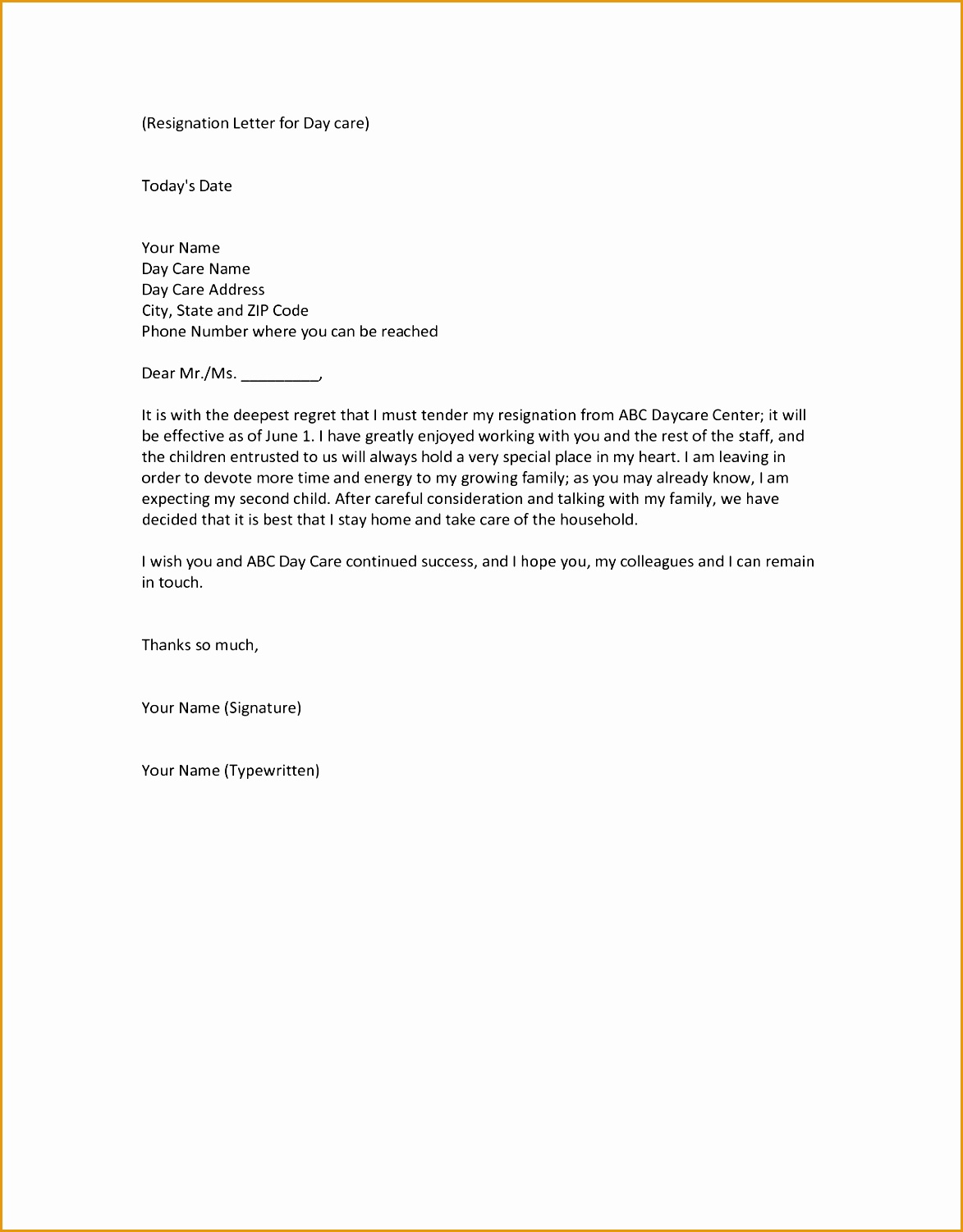 8 Cover Letter format for Resignation Free Samples