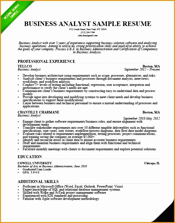 business analyst resume sample image