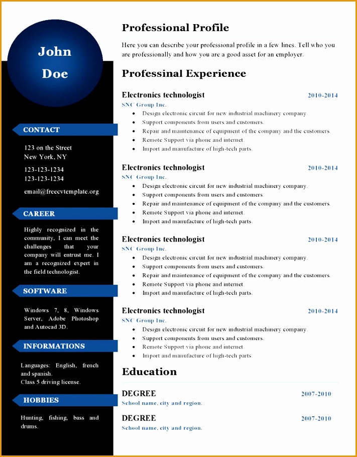 free cv resume template 386 page0001