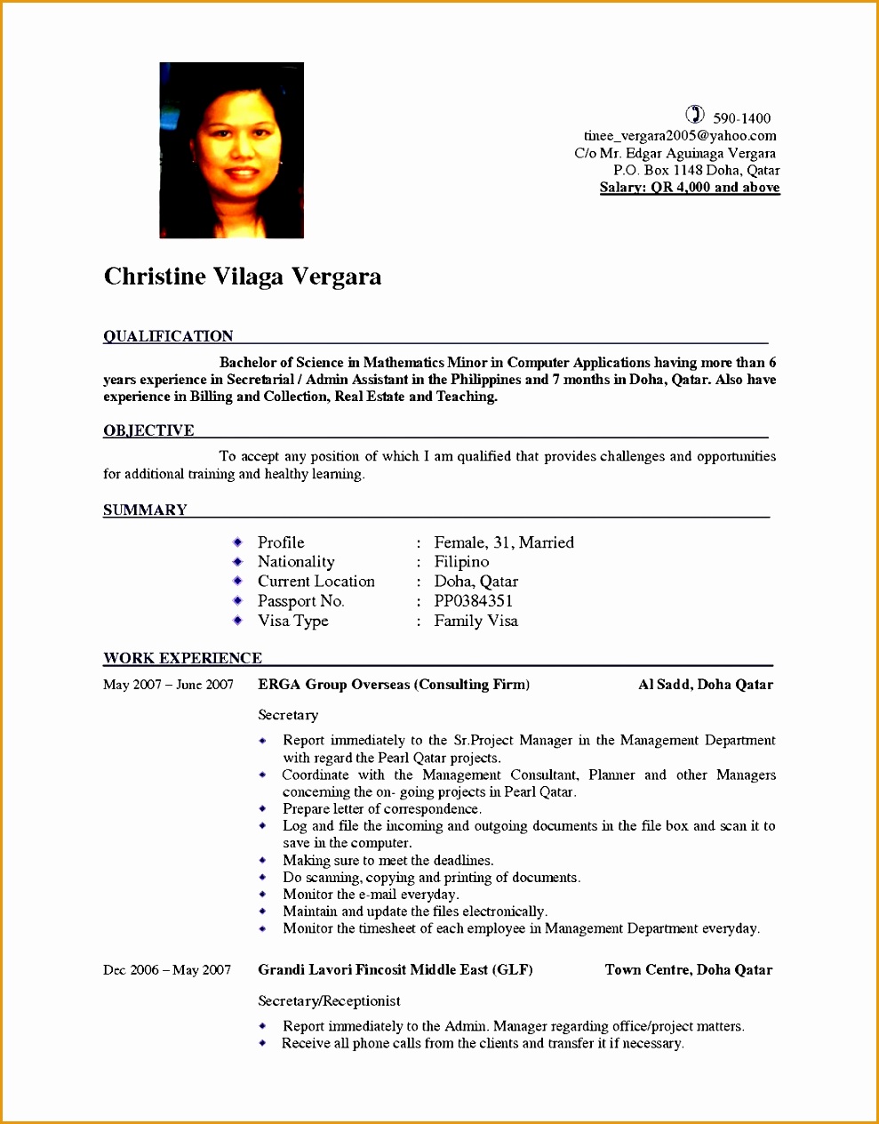 New Curriculum Vitae Format
