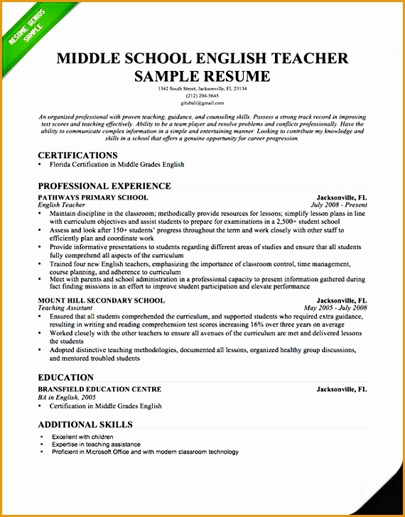 English Teacher Resume Sample 2015