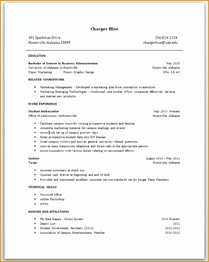 resume sample no job experience