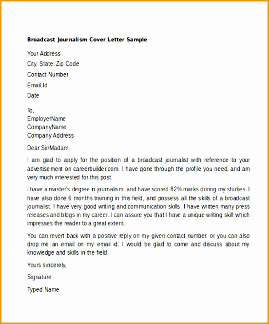 sample cover letter broadcast journalism664552