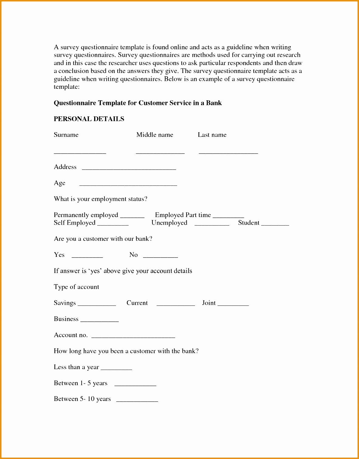 8 questionnaire template word15101182