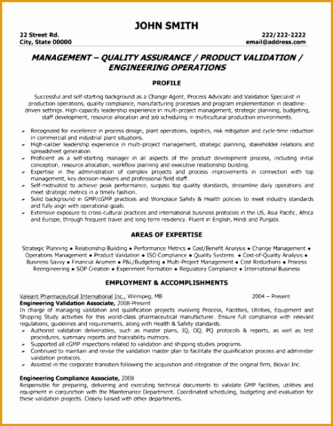 quality assurance management resume sample617483