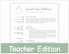 Teacher Resume Template for Word & Pages Teacher Template Teacher CV Resume for187235