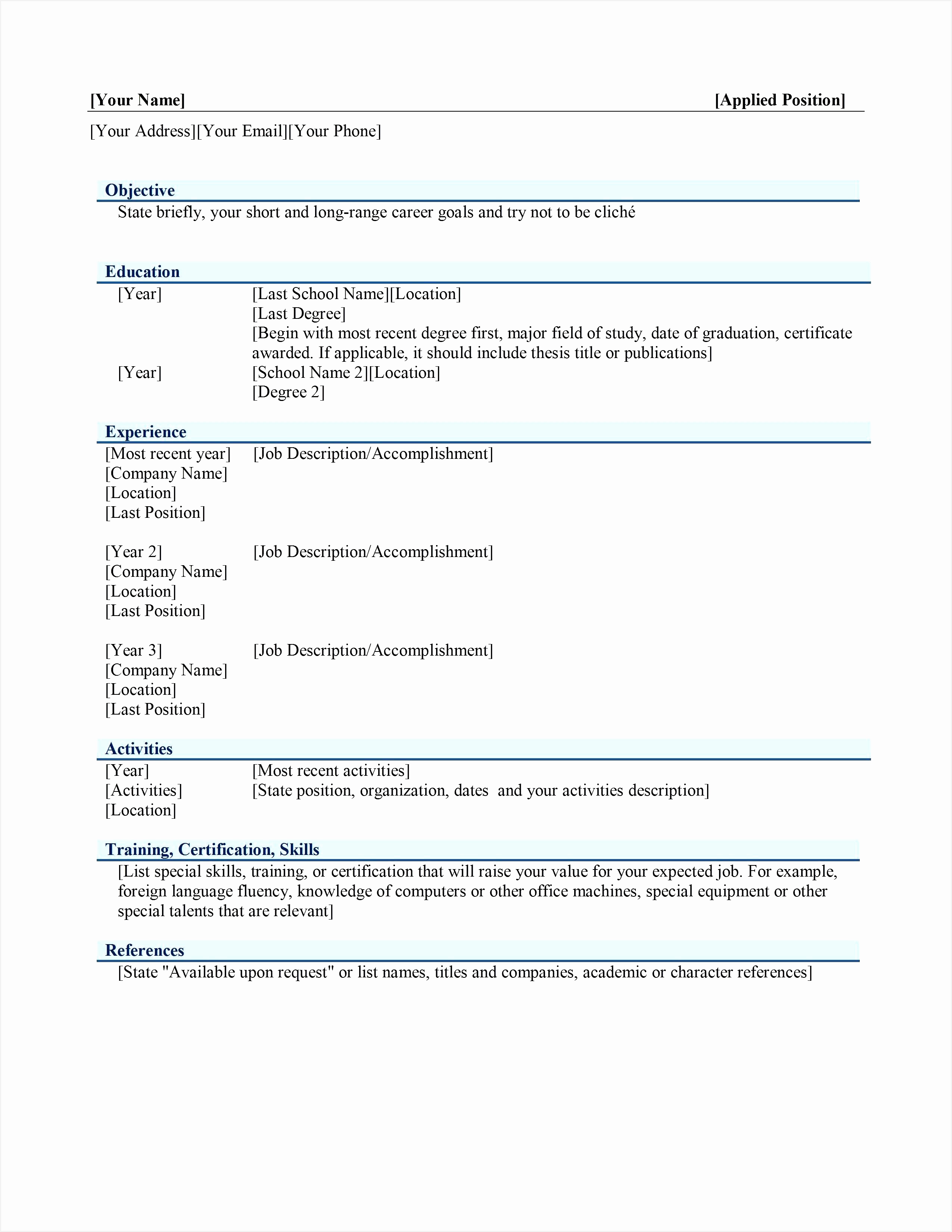 Free Templates Resumes Microsoft Word New Microsoft Templates Awesome Free Templates Best I Pinimg 736x 0d33002550