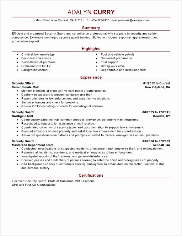 Security Guard Resume Sample Fresh Examples Simple Resumes and 580752cDsm Sample Unique Security Guard Security Guard Related Post7525809oqvk