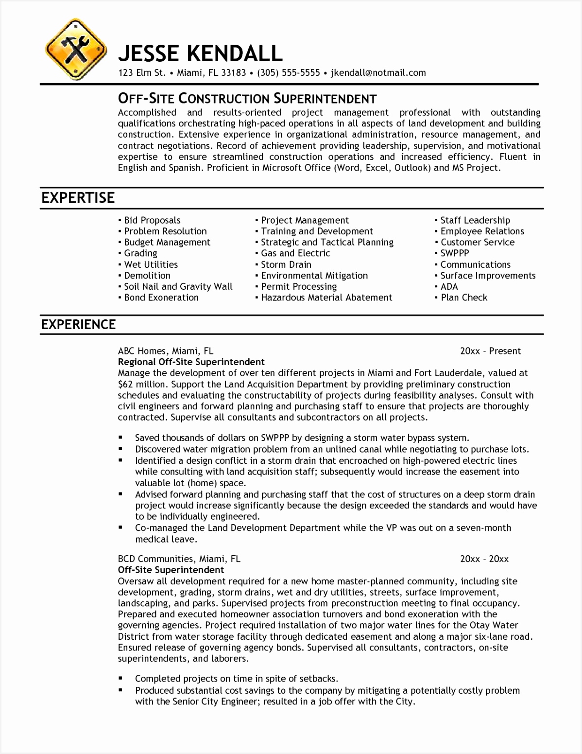 Free assistant Superintendent Resume Examples Awesome Construction Model Swppp Template 0d 15511198gzcrw