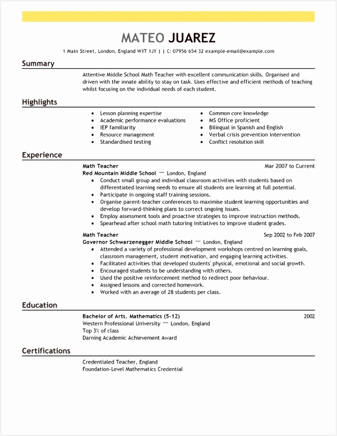 Substitute Teacher Resume Sample Unique Teacher Resume Samples Luxury Fresh Resume 0d Resume for Substitute 894691cfUeu